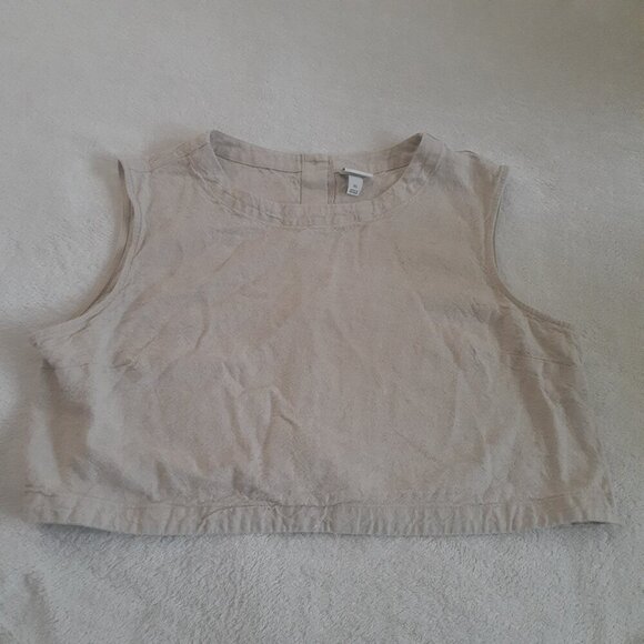 A New Day Women's Size XL Sand Beige Linen Blend Sleeveless Cropped Top - Picture 2 of 9